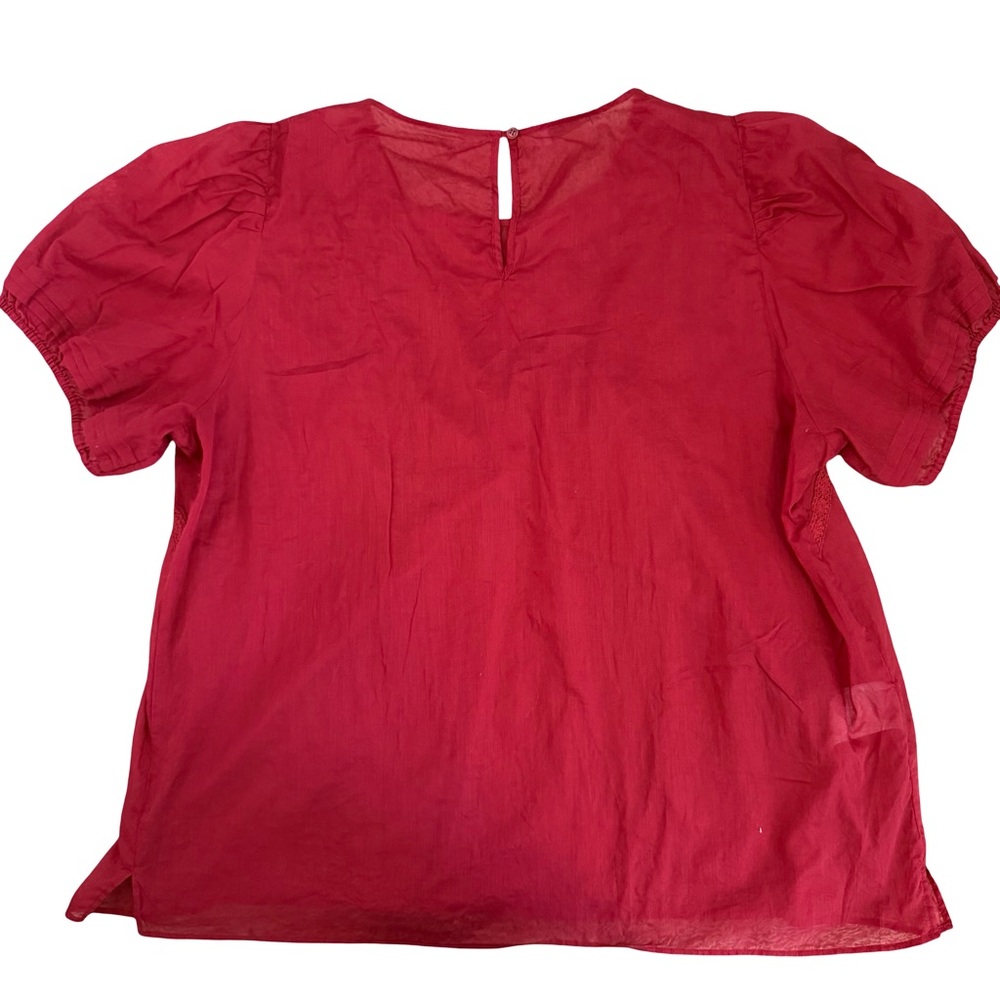 Diana Gallesi deep red 100% cotton blouse. Size US 16. - Picture 6 of 7